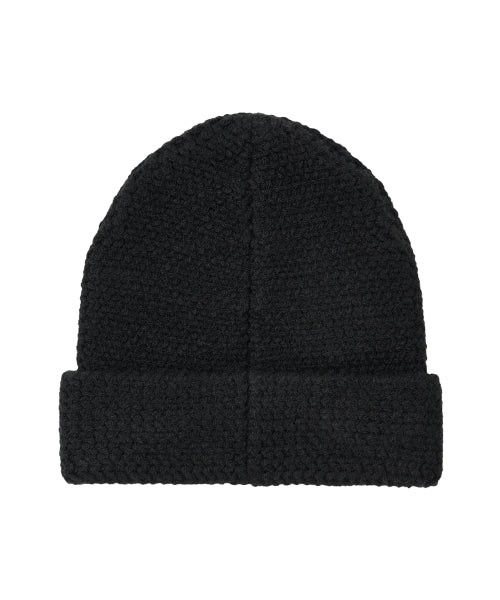 Folded Label Knit Beanie - BLACK