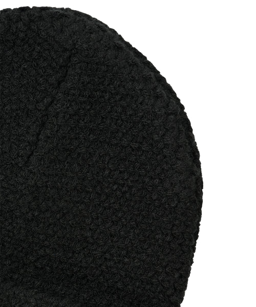 Folded Label Knit Beanie - BLACK
