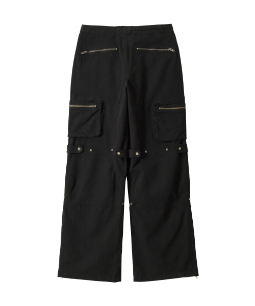 Lowrise Washed Curve Cargo Pants - BLACK