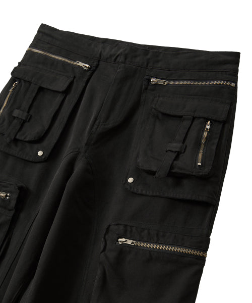 Lowrise Washed Curve Cargo Pants - BLACK