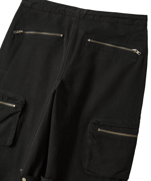 Lowrise Washed Curve Cargo Pants - BLACK