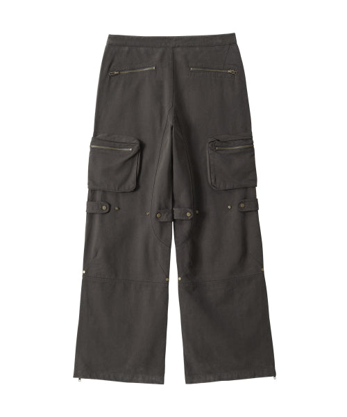Lowrise Washed Curve Cargo Pants - KHAKI