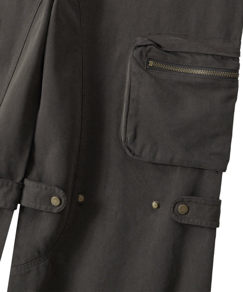 Lowrise Washed Curve Cargo Pants - KHAKI