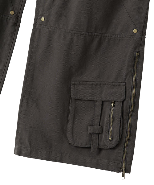 Lowrise Washed Curve Cargo Pants - KHAKI