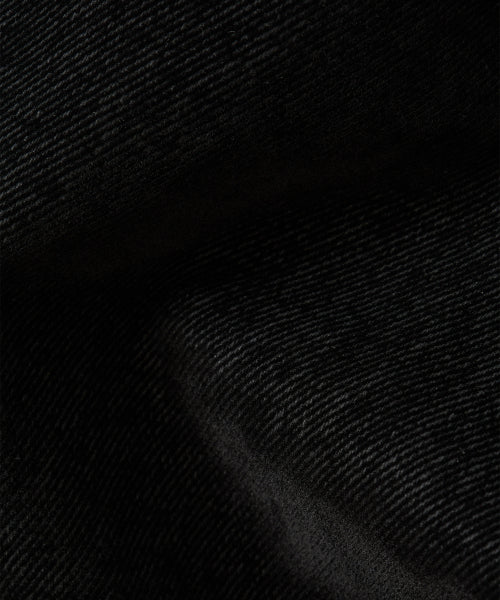 Velvet Stitch Curve Balloon Wide Denim Pants - BLACK