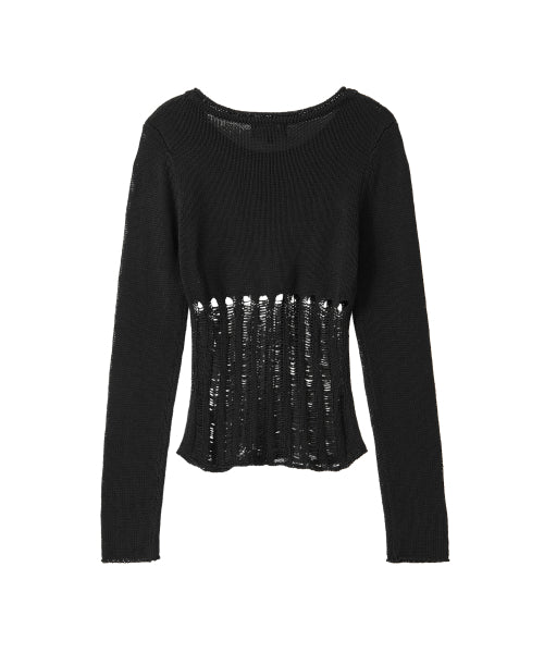 Mesh Cutout Knit - BLACK