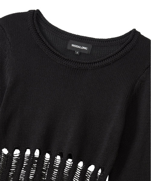 Mesh Cutout Knit - BLACK