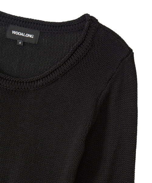 Mesh Cutout Knit - BLACK