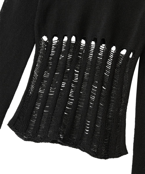 Mesh Cutout Knit - BLACK