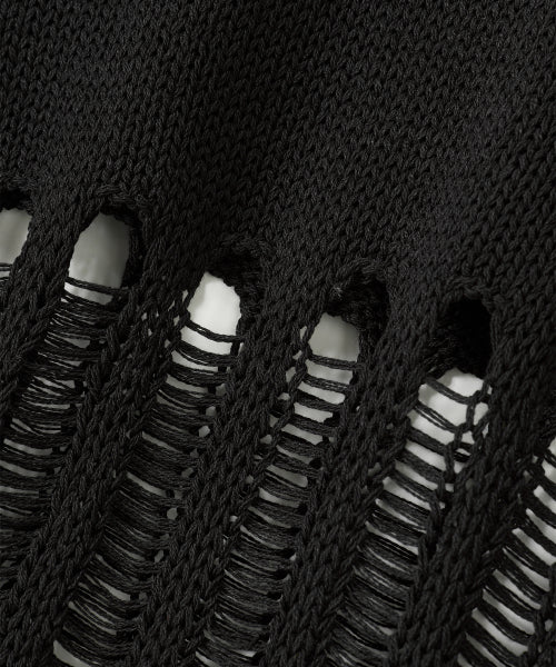 Mesh Cutout Knit - BLACK