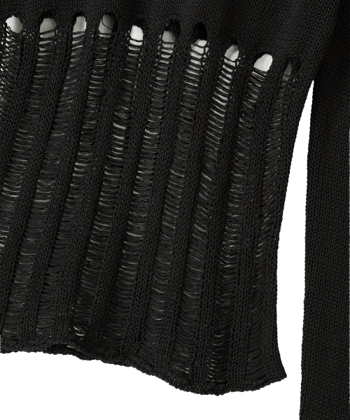 Mesh Cutout Knit - BLACK
