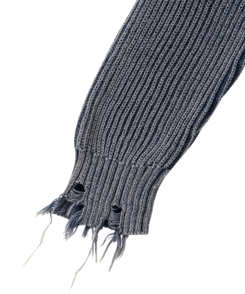 Vintage Damage V-Neck Loose Knit - NAVY