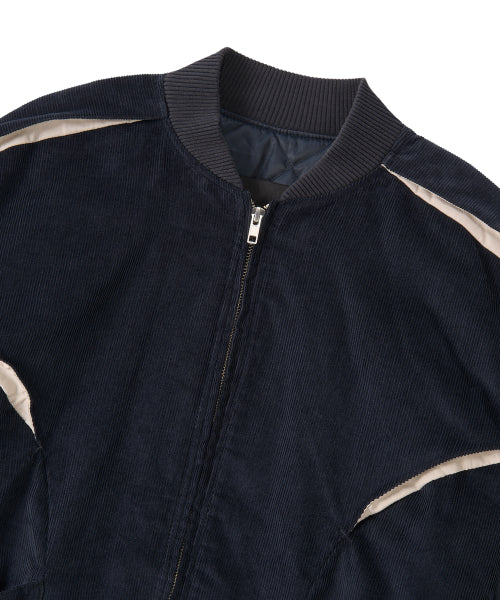 Corduroy Contrast Quilted Blouson - NAVY