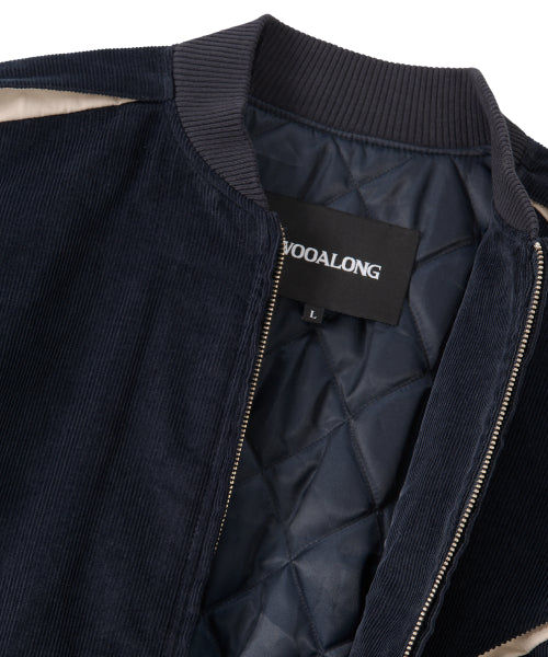 Corduroy Contrast Quilted Blouson - NAVY