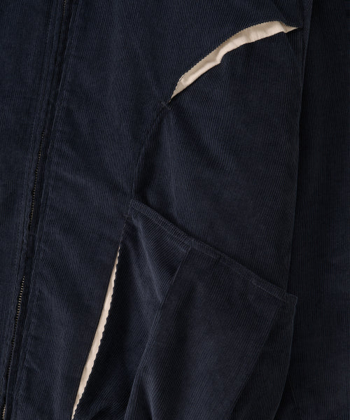 Corduroy Contrast Quilted Blouson - NAVY