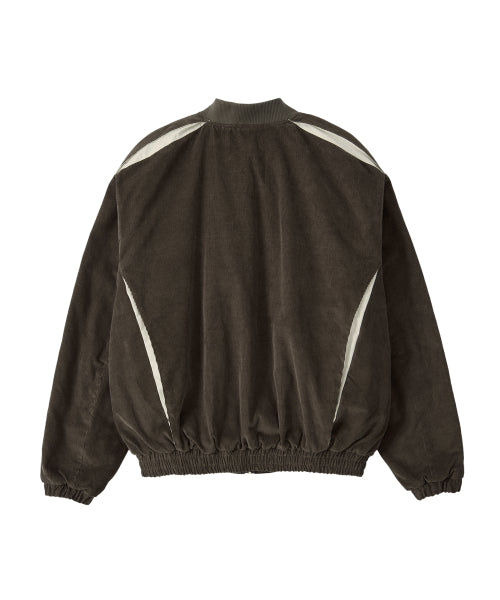 Corduroy Contrast Quilted Blouson - BROWN