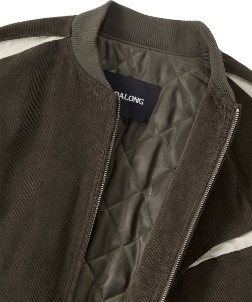 Corduroy Contrast Quilted Blouson - BROWN