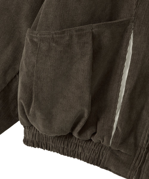 Corduroy Contrast Quilted Blouson - BROWN