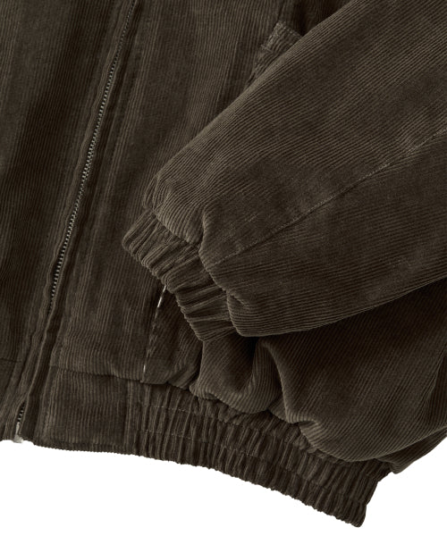 Corduroy Contrast Quilted Blouson - BROWN