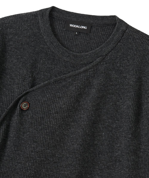 Drift Layer Merino Wool Button Knit - CHARCOAL