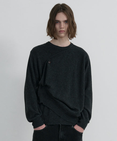 Drift Layer Merino Wool Button Knit - CHARCOAL