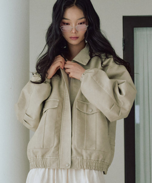 Annika Washing Leather Jacket [IVORY]