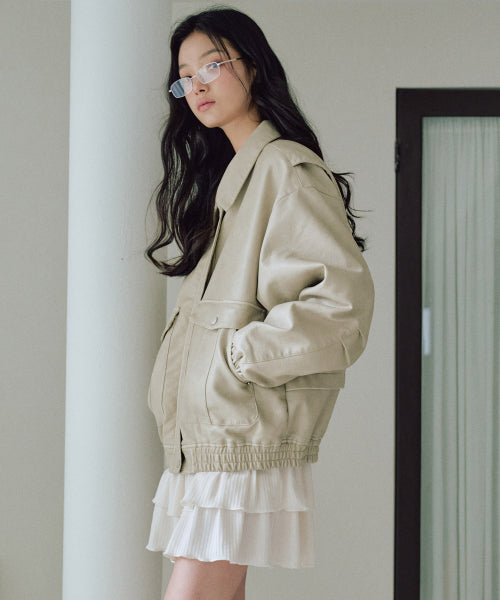 Annika Washing Leather Jacket [IVORY]