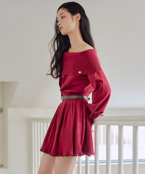 Vanessa Off-Shoulder Flare One-Piece [RED]