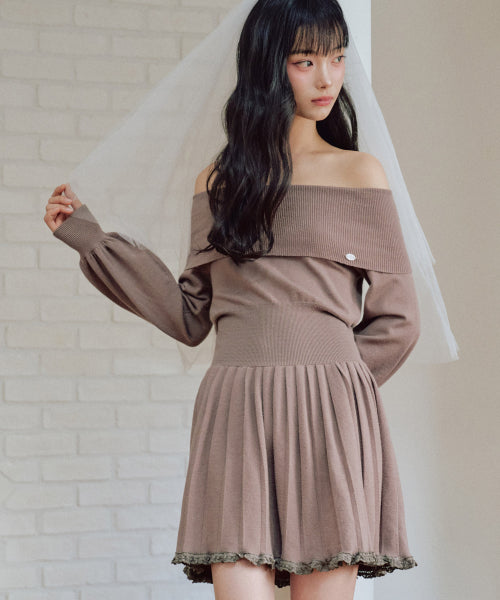 Vanessa Off-Shoulder Flare One-Piece [MOCHA]