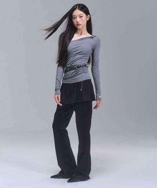 Darlene Layered Bootcut Pants [BLACK]