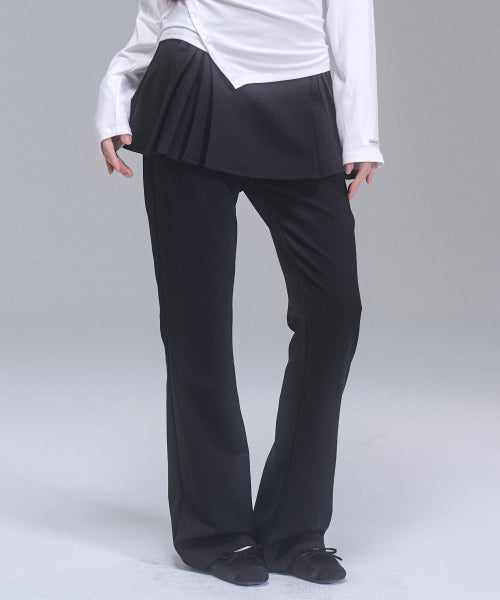 Darlene Layered Bootcut Pants [BLACK]