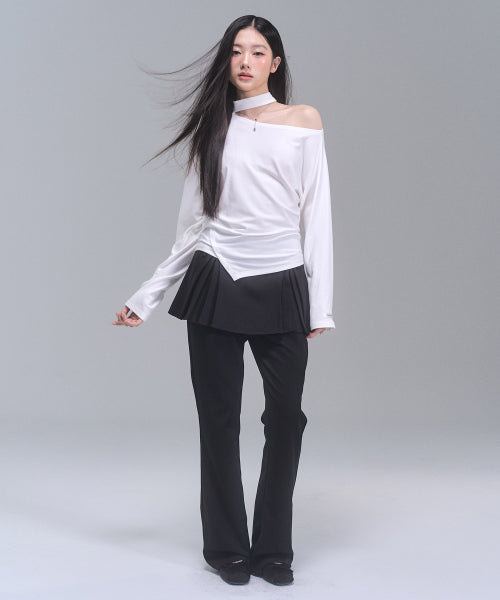 Darlene Layered Bootcut Pants [BLACK]