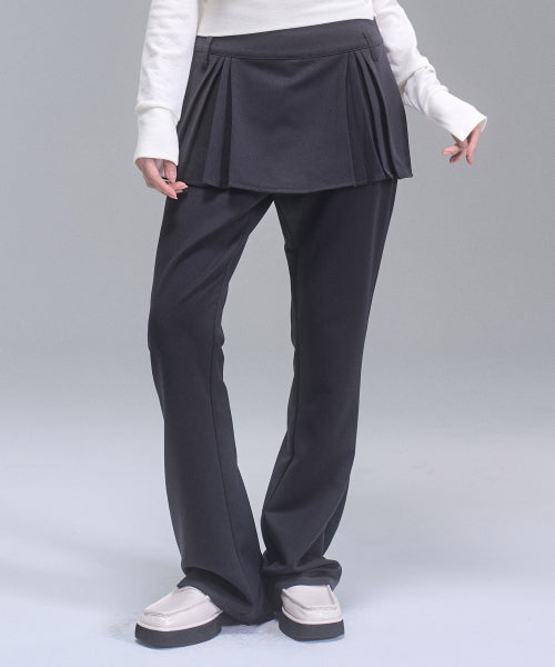 Darlene Layered Bootcut Pants [CHARCOAL]
