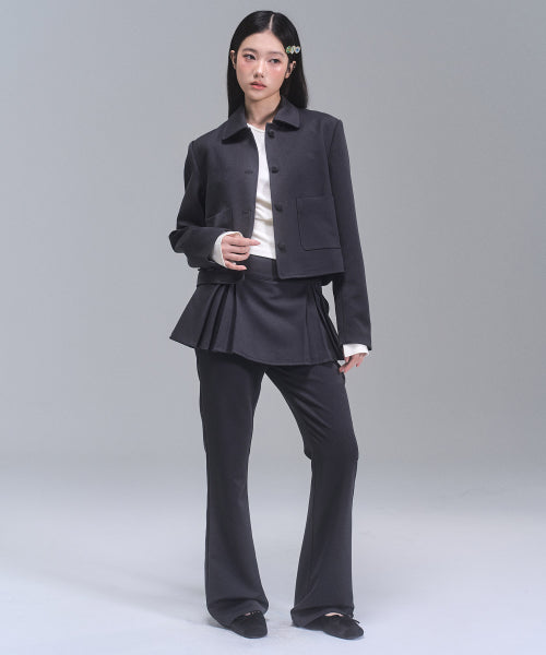 Darlene Layered Bootcut Pants [CHARCOAL]