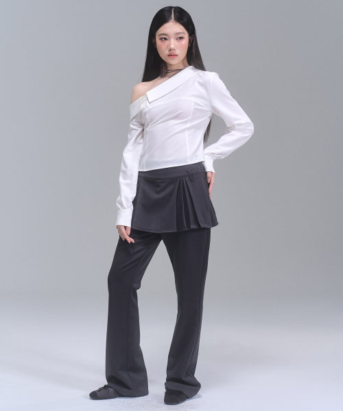 Darlene Layered Bootcut Pants [CHARCOAL]