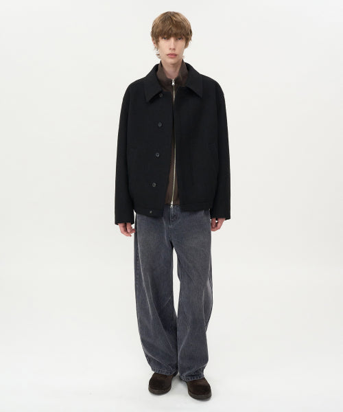 Soft Alpaca Wool Crop Jacket BLACK
