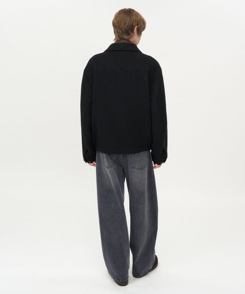 Soft Alpaca Wool Crop Jacket BLACK