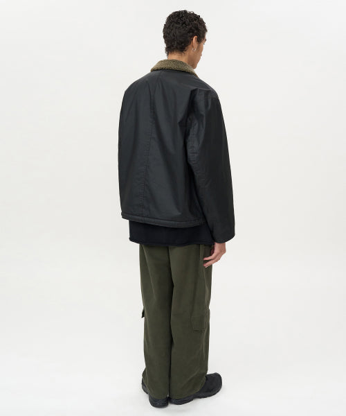 Waxed Cotton Shearling Deck Jacket BLACK