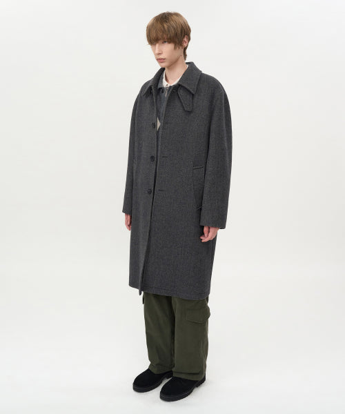 Wool Cashmere Car Coat BROWN HERRINGBONE