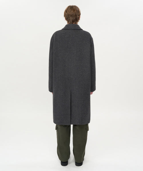 Wool Cashmere Car Coat BROWN HERRINGBONE