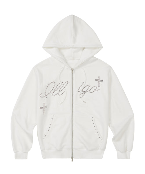 Cross Hotfix Hood Zip-Up White