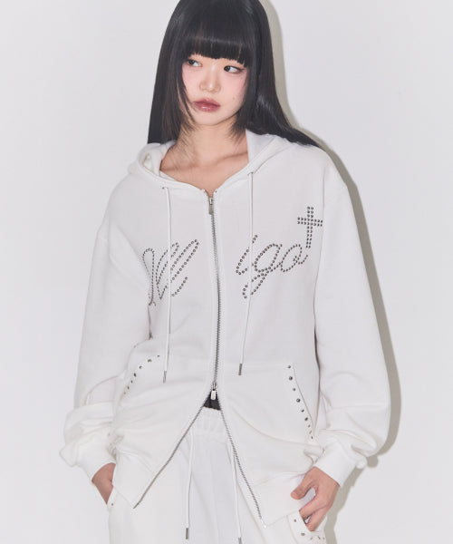 Cross Hotfix Hood Zip-Up White