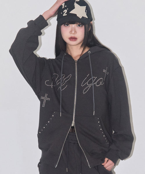 Cross Hotfix Hood Zip-Up Charcoal