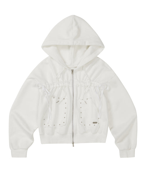 Frade String Hood Zip-Up White