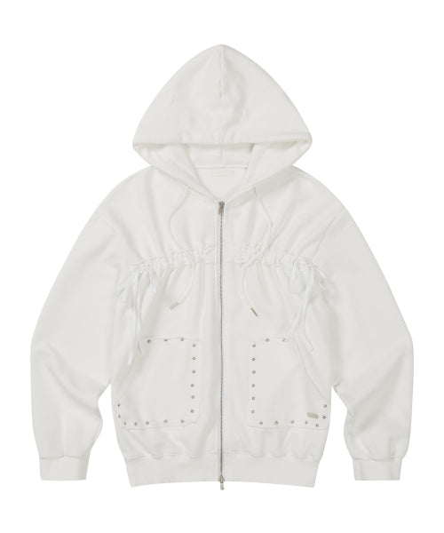 Frade String Hood Zip-Up White