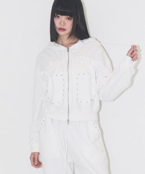 Frade String Hood Zip-Up White