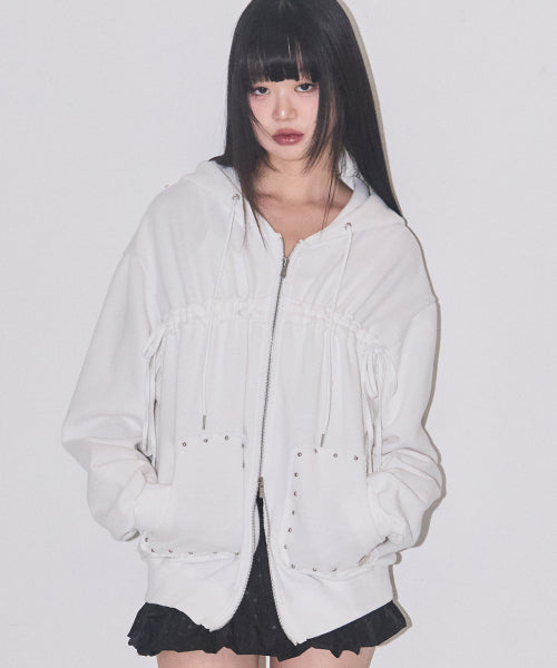 Frade String Hood Zip-Up White