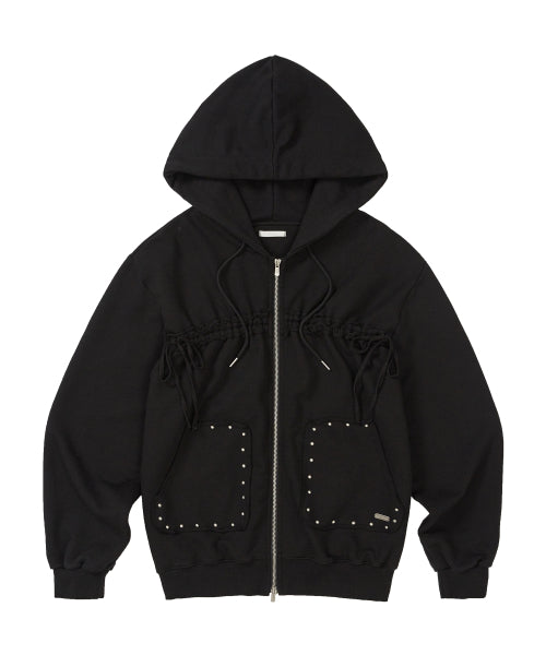 Frade String Hood Zip-Up Black