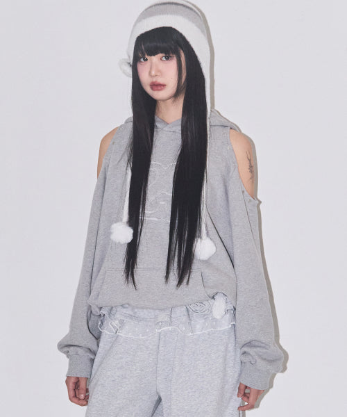 129 Cutout Oversized Fit Hoodie Melange