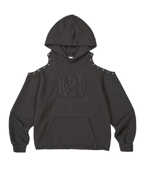 129 Cutout Overfit Hoodie Charcoal